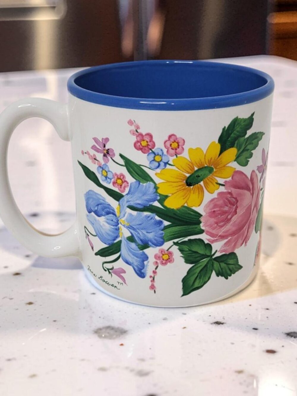 Vintage Jane Bowen Multi Floral Coffee/ cocoa/ tea Mug by Flowers Inc Balloons 1